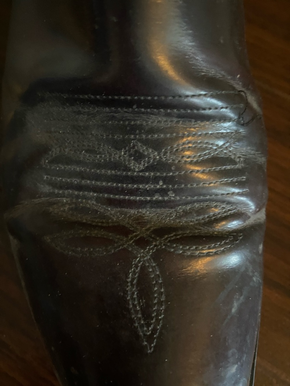 Rare Vintage Thunderbird Black Leather Western Cowboy Boots with Gold Stitching - Picture 4 of 9